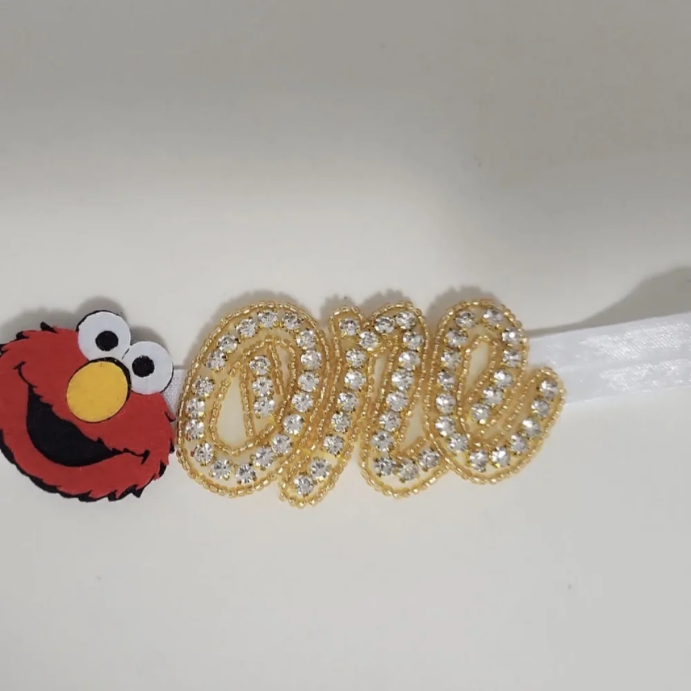 Elmo Headband First Birthday One Sesame Street dress smash cake hair bow crown